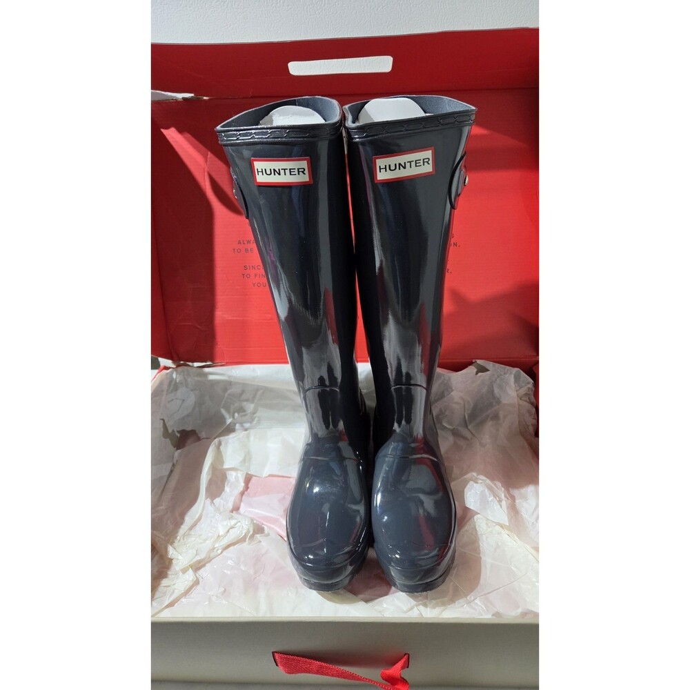 Hunter Original Tour Tall Boot Glossy Gray Rain Boot Women’s Size 5 New